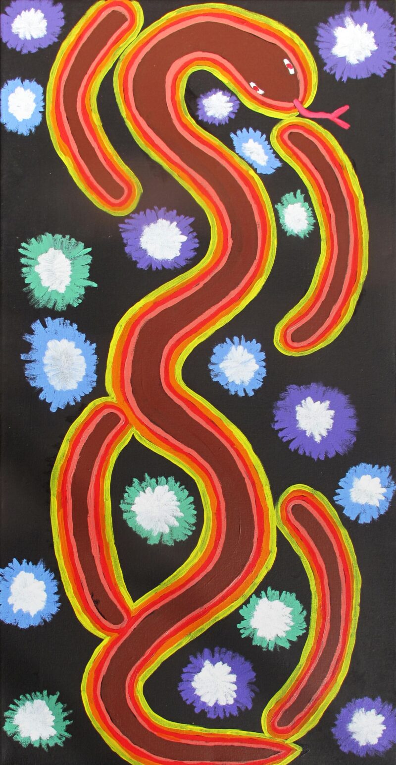 Snake Dreaming - Warna Jukurrpa - Painting - Mercia Napurrurla Lewis