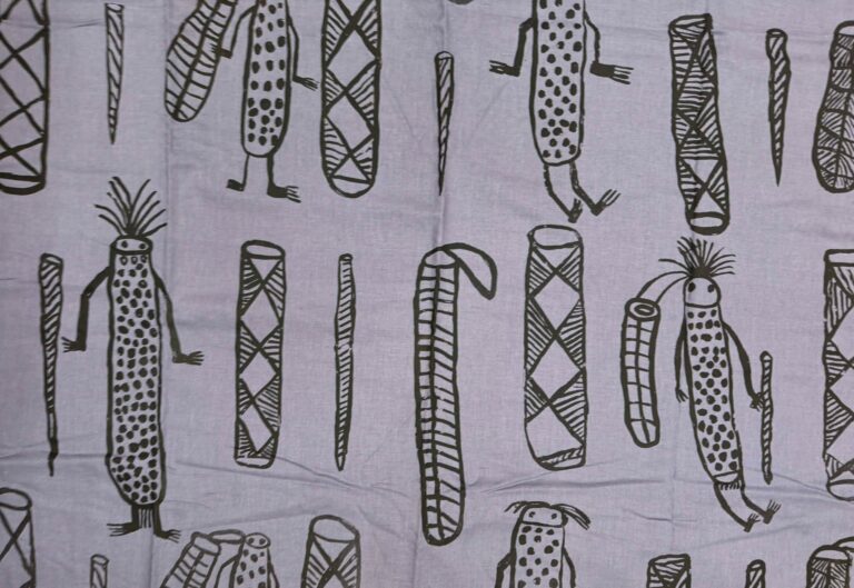 Bawáliba (Stone Country Mimih) - Screen Print Cotton/line - Lucy Yarawanga