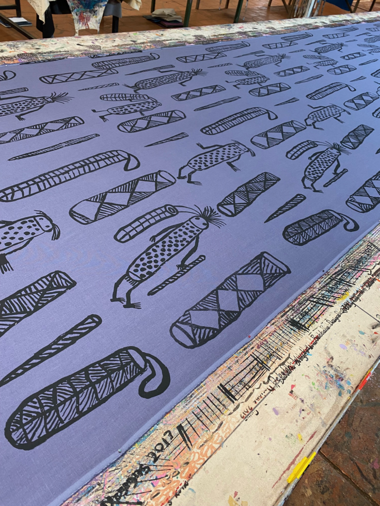 Bawáliba (Stone Country Mimih) - Screen Print Cotton/line - Lucy Yarawanga