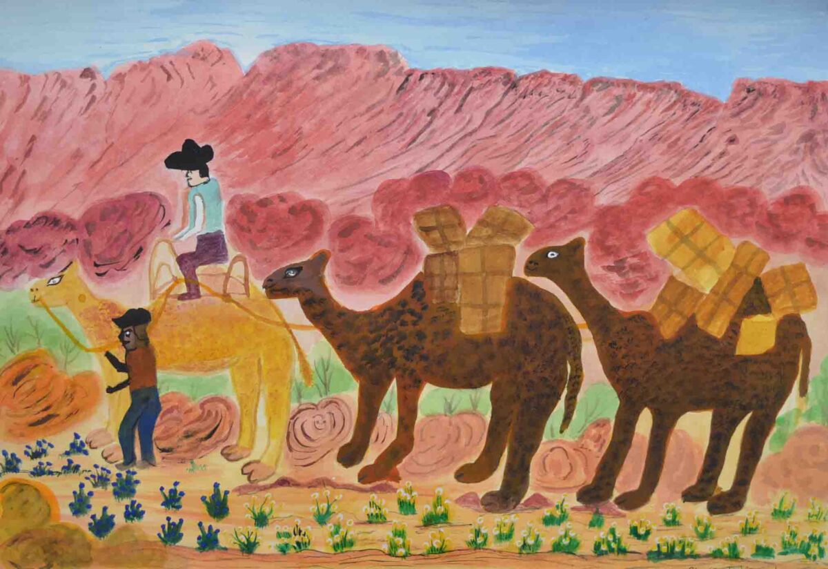 Travelling with camels in the olden days - Painting - Clara  Inkamala